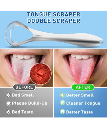 Buy Srnede Stainless Steel Tongue Scrapers for Adults - Fresh Breath Oral Care Aids - 2 Pack with Travel Case - Buy Online on GoSupps.com