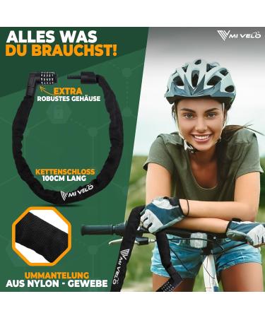 Mivelo High-Safety Bicycle Chain Lock - 100cm Long 8mm Hardened Steel Ideal for E-Bike MTB & Racing Bike - Secure Your Ride! - Buy Online on GoSupps.com