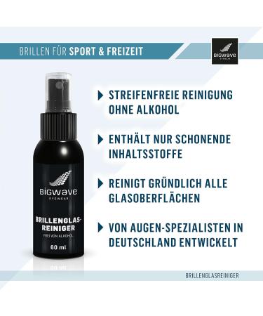 Bigwave Glasses Cleaner - 60ml Premium Alcohol-Free Spray for Gentle Cleaning of All Glasses Sports Glasses iPhones & Laptops - Buy Online on GoSupps.com
