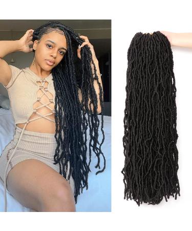New Soft Locs Crochet Hair-24 Inch 7 Packs Faux Locs Crochet Hair for Black Women Wavy Crochet Braids Hair (24 Inch (Pack of 7) 1B) 24 Inch (Pack of 7) 1B