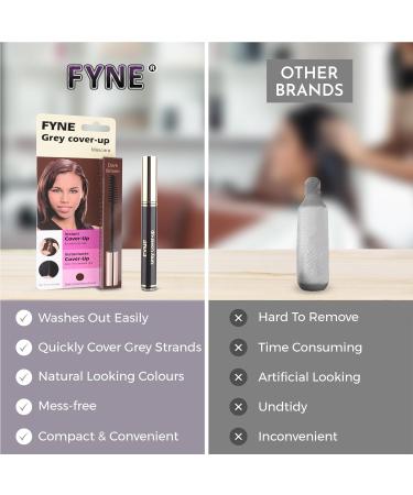 FYNE Root Touch Up Hair Mascara Pack of 4 - Instant Dark Brown Grey Hair Cover Up - Magic Retouch Temporary Hair Colour for Men & Women Dark Brown mascara 4 Piece Set - Buy Online on GoSupps.com