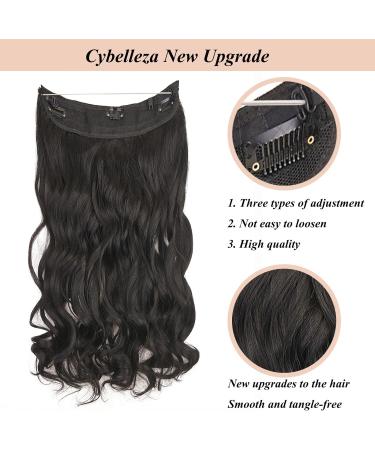 Cybelleza 18inch Long Curly Hair Extension Invisible Secret Wire Crown Hair Extensions Clip in One Piece Wavy Natural Synthetic Hairpiece for Women (Dark Brown) 18" - Curly Dark Brown - Buy Online on GoSupps.com