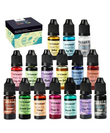 LET'S RESIN Epoxy Resin Pigment 16 Color Liquid Epoxy Resin Dye  Concentrated Epoxy Resin Paint Resin Colorant for Resin Coloring Resin Jewelry  Resin Art Crafts DIY Making (Each 0.35oz)