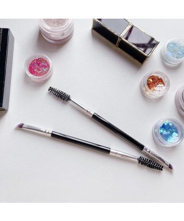 Duo Eyebrow Brush Set - Angled Eye Brow Brush with Spoolie, Professional Tool for Powder, Gel, and Wax Application - Buy Online on GoSupps.com