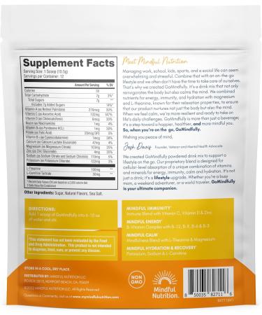 GoMindfully Orange Super Calm Magnesium Powder Drink Mix for Hydration, Recovery, Immunity and Energy with Trace Minerals, Essential Vitamins, L-Theanine and B Vitamin Complex Orange 4.4 Ounce (Pack of 1) - Buy Online on GoSupps.com