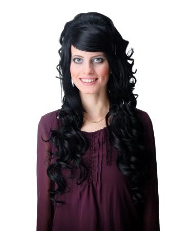 WIG ME UP - F2558-1 ladies wig very long parting straight tips curly black