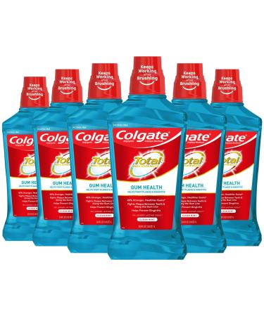 Colgate Total Gum Health Alcohol Free Mouthwash Antibacterial Formula Helps Prevent Gingivitis Gum Disease Clean Mint - 1L 33.8 fluid ounce 6 Pack