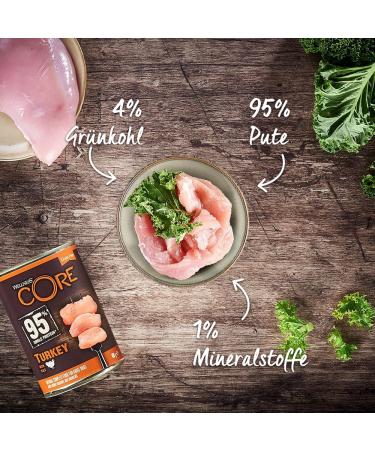 Buy Wellness Core 95% Turkey & Kale Wet Dog Food - Grain Free High Meat Content 6 x 400g Pack - Buy Online on GoSupps.com