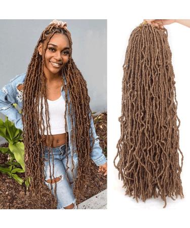 Xtrend 7 Packs 24 Inch Nu Faux Locs Crochet Hair Long Blonde Pre looped Gypsy Locs Crochet Hair Synthetic Goddess Faux Locs Braids Hair Natural Wavy Dreadlock Braids Hair Extensions 18strands/pack 27# 24 Inch (Pack of 7) 27#