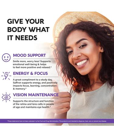 Natural Saffron Supplements - Pure Saffron Extract 88.5 mg - Made in USA - Mood | Focus | Vision | Energy Support - Eye Health for Women & Men - NonGMO Vegan Pills - 180 Powder Capsules Unflavored 180 Count (Pack of 1) - Buy Online on GoSupps.com