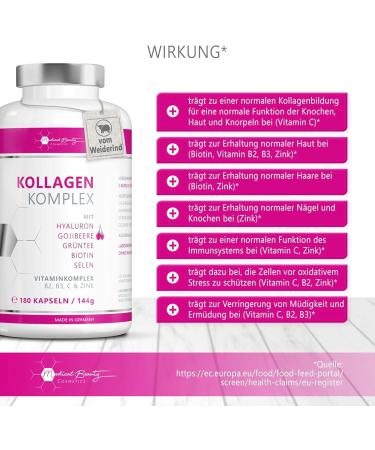 Premium Collagen Hyaluronic Acid Complex with Goji Berry & Green Tea - 180 Capsules | 1000mg Collagen Hydrolysate & Essential Vitamins for Healthy Skin & Hair - Buy Online on GoSupps.com