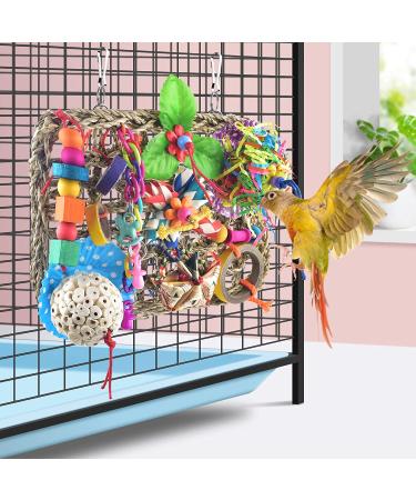 KATUMO Small Bird Toys - Edible Seagrass Foraging Mat & Chew Toy for Parakeet, Conure, Cockatiel, Lovebird - Hanging Hammock for Climbing - Natural Bird Entertainment - Buy Online on GoSupps.com