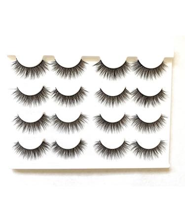 Starbesign Everyday Short Lashes Natural Look 12mm 3D Faux Mink Eyelashes Pack 8 Pairs