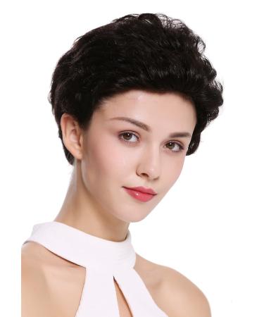 Wig Me Up-B-hh-12-0 wig women men real hair short wavy fashionable great undyed natural tone black brown (0) length: approx. 25 cm
