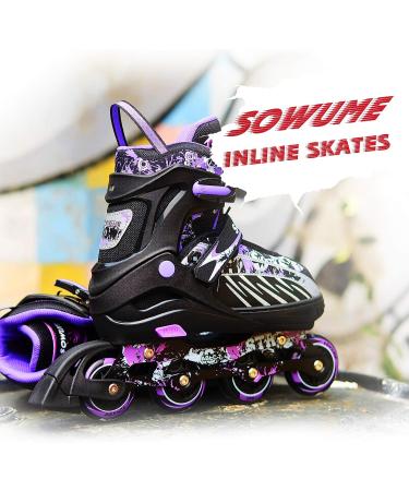 Sowume Adjustable Inline Skates | Light Up Wheels | Purple | Kids & Adults - Buy Online on GoSupps.com