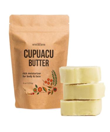 Cupuacu Butter Raw Pure & Unrefined for Hair Growth & Dry Skin Use on Body and Face - Brazilian Body Butter Base Lotion Base and Soap Making - Cupua u Butter 8 oz Bar 8 Ounce (Pack of 1)