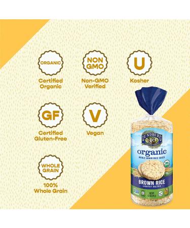 Organic Brown Rice Cakes - Lightly Salted  Gluten-Free | Lundberg 8.5 oz Pack of 6 - Buy Online on GoSupps.com