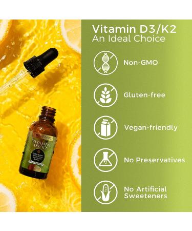 Go Nutrients Liquid Vitamin D3 with K2 (MK-7) Drops - 1oz Liquid Vitamin D3 and K2 Supplement - Buy Online on GoSupps.com