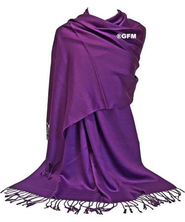 GFM Smooth Shiny Surface Pashmina Style Scarf in Dark Purple - L9 Model - Buy Online on GoSupps.com