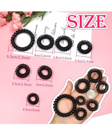 Tuuxi 28-Piece Spiral Hair Rubber Bands - Black Telephone Cable Hair Ties for Women & Girls - Trackless Coils Big Size 5.5 cm & Small 2.5 cm - Buy Online on GoSupps.com