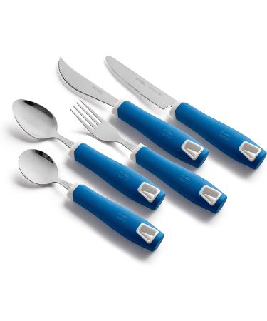 Special Supplies Adaptive Utensils Set - Non-Weighted, Non-Slip Handles for Hand Tremors, Arthritis, Parkinson's or Elderly Use - Stainless Steel Cutlery Set - Blue - Buy Online on GoSupps.com