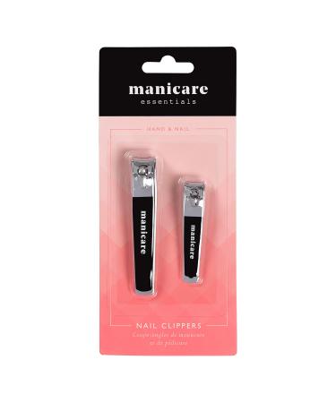 Manicare Duo Pack Nail Clippers for Hand and Toes in Black Nail Clippers Black Duo