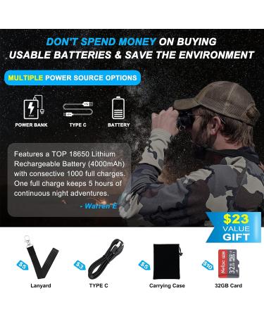 Hojocojo Mini Night Vision Goggles - Exclusive - Rechargeable Infrared Binoculars 2.4" IPS Screen 1312FT Viewing Distance in Dark Tactical Gear for Hunting, Save Photo and Videos, Easy to Use for Men - Buy Online on GoSupps.com