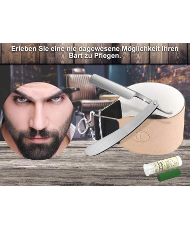 Beginner Shaving Set | Stainless Steel Razor Solingen Paste & Extra Wide Leather Strop | Premium 3-Piece Kit for Smooth Shaves - Buy Online on GoSupps.com