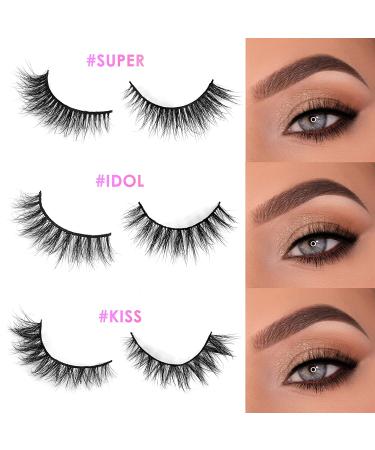 Barbiely 3 Pairs 14MM Mink Lashes - 100% Real Siberian Mink Fur, Cruelty-Free, Reusable & Handmade - Luxury Volume Cat-Eye Fake Eyelashes (SUPER IDOL) - Buy Online on GoSupps.com