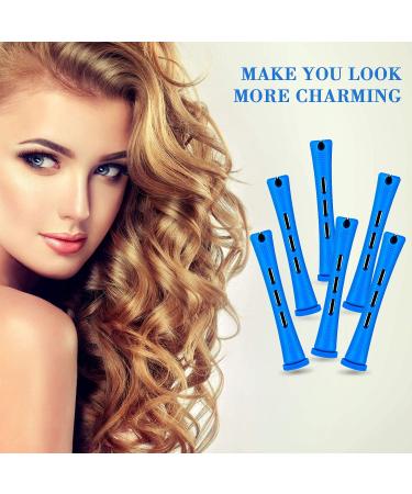 48 Piece Hair Perm Rods Set with Rat Tail Comb - 0.35 Inch Blue Cold Wave Curlers for Hairdressing Styling - Buy Online on GoSupps.com