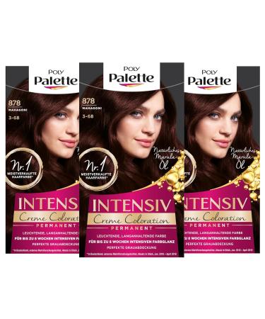 Schwarzkopf Poly Palette Intensive Cream Colouration - 878 3-68 Mahogany - Pack of 3