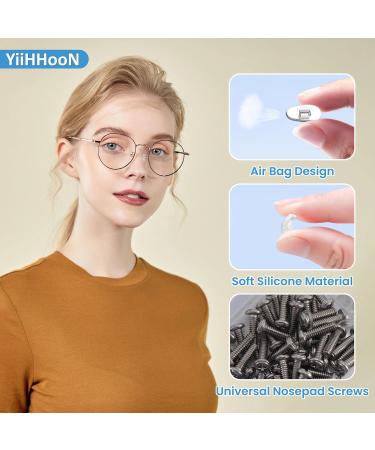 Glasses Nose Pads Kit 60 Pairs Silicone Eyeglasses Nose Pads Transparent Replacement Nose Pads Glasses Repair Kit with Glasses Screws and Tweezers Micro Screwdriver Cleaning Cloth - Buy Online on GoSupps.com