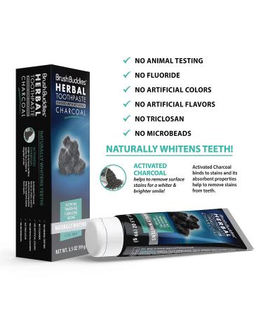 Brush Buddies Herbal Toothpaste with Activated Charcoal - Whitening Charcoal Toothpaste in Cool Mint Flavor - Buy Online on GoSupps.com