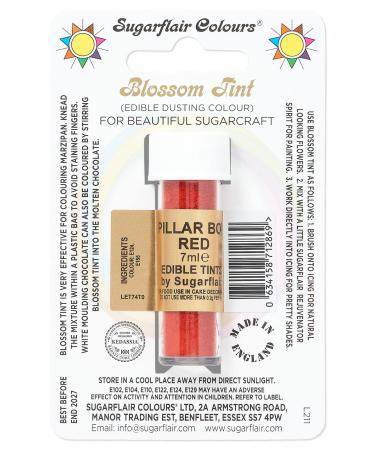 Sugarflair Pillar Box Red Blossom Tint Food Colouring and Dusting Powder Matt Finish Brush On or Mix with Rejuvenator Spirit to Create a One of A Kind Cake - 7ml