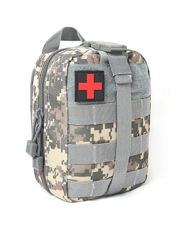 Bituor first aid pocket empty tactical bags molle emt small pouch waterproof rip-away first aid kit tactical survival bag for outdoor camping travel motorcycle adventure (camo gray)