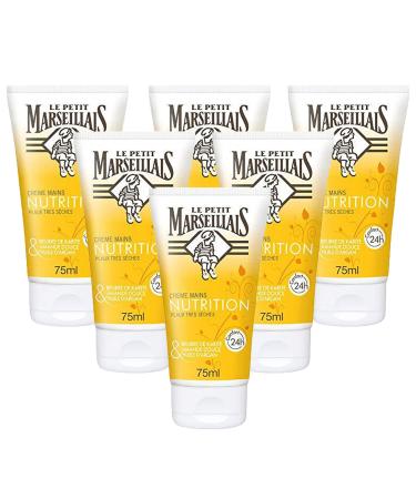 Le Petit Marseillais Le Petit Marseillais | Nourishing Hand Cream for Very Dry Skin (pack of 6 x 75ml tubes) Hand cream with shea butter sweet almond & argan oil 24-hour hand care for comfort