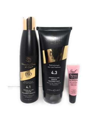 Divination Simone De Luxe Restructuring Hair Loss Keratin Treatment (4.1) Dixidox Keratin Treatment Shampoo 6.67 oz & (4.3) Dixidox Keratin Treatment Mask 6.76 Oz "Free Starry Pumping Lip 10 Ml"