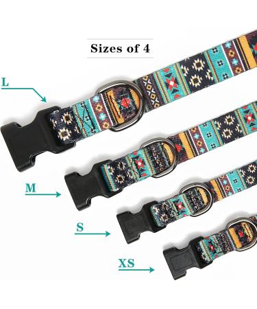 Heele Dog Collar for Small & Medium Dogs - Adjustable Bohemian Cyan Patterned Collar for Comfort & Durability | XS Size (21.6-28cm) - Buy Online on GoSupps.com