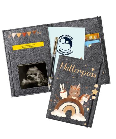 Motherpass cover made of felt for German mother pass mother-pass protection cover for storing vaccination pass etc. sweet gift for pregnant lines and future mothers (German dark gray) - Buy Online on GoSupps.com
