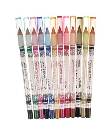 Ipetboom 12 pcs Colorful Eye Waterproof Long Eyeliner Makeup Lip Pen Lasting Cosmetic Liner Pencil Eyebrow