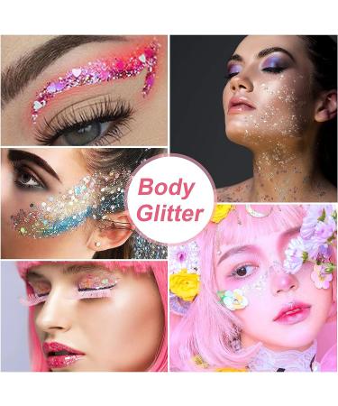 Mermaid Sequins Chunky Glitter Gel - Rose Pink | Makeup for Face, Body, Eyes, Hair & Nails | Festival Cosmetic with Sponge Applicator - Buy Online on GoSupps.com