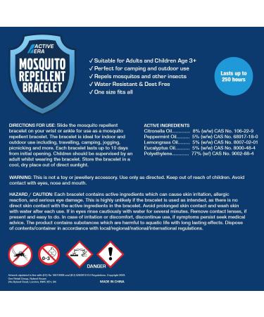 Active Era Mosquito Repellent Bracelet 12 Pack - DEET Free Formula - Waterproof, 250 Hours Protection - Adults & Kids 3+ - 12 Count - Buy Online on GoSupps.com