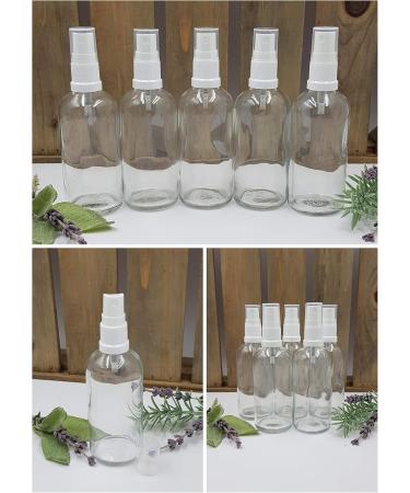 5 x Clear Glass Bottle / Spray Bottle 100 ml incl.Pump sprayer / spray head white DIN 18 with transparent protective cap / clear glass bottle / clear glass / spray bottle / atomizer / spray head pharmacy quality manufactured according to the European Phar - Buy Online on GoSupps.com