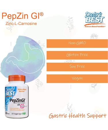 Buy Doctor's Best PepZin GI Zinc-L-Carnosine Complex - 120 Veggie Caps | Digestive Health Support - Buy Online on GoSupps.com