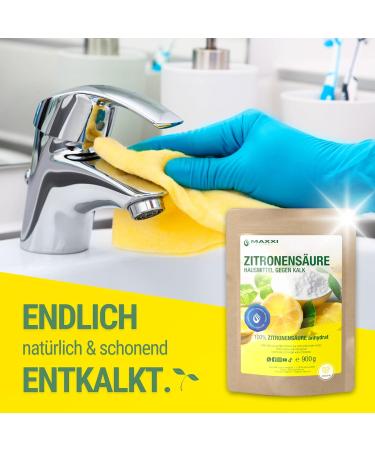 Maxxi Clean 900g Citric Acid Powder - Food Quality | Made in Germany | Home Remedies for Kitchen Household & Cosmetics | 100% Pure Citric Acid - Buy Online on GoSupps.com