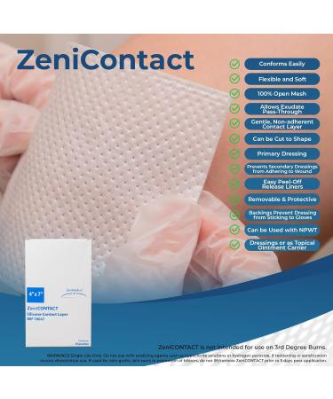 ZeniContact Silicone Wound Dressing 4"x7" - Sterile Non-Adhering Flexible Dressings (10/Box) - International Shipping Available - Buy Online on GoSupps.com