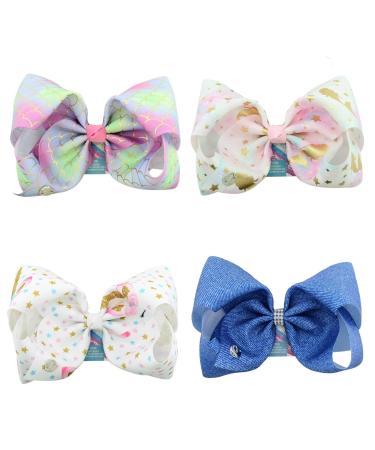 Yzooiyl 8Pcs 5 INCH JOJO Hair Bows Ribbon Hair Bow Alligator Clips Girls Hair Accessories (5IN  A) 8IN 8 Pcs