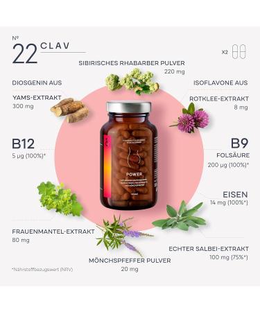 Clav Power - Hormone Balance PMS Capsules for Women | Yams Root Siberian Rhubarb & More | Vegan - 120 Capsules - Buy Online on GoSupps.com