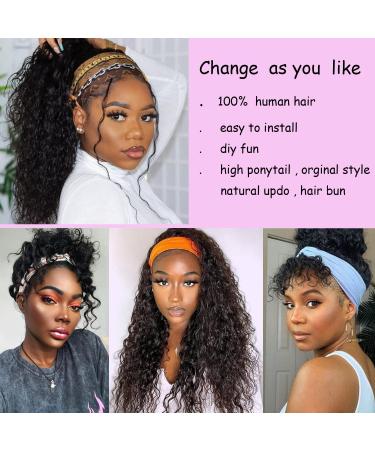 IVCoco Deep Curly Headband Wig 20 10A Grade Brazilian Human Hair 180% Density Natural Color - Pack of 1 | Machine Made for Black Women - Buy Online on GoSupps.com