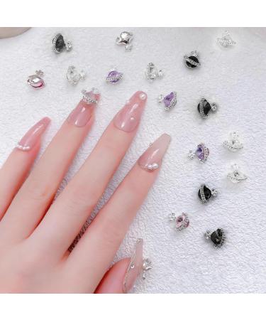50 PCS Planet Nail Charms and Gems& 3D Shiny Diamond Saturn Shape Nail Art Rhinestones Cross Nail Charms (Pink Purple Black Galaxy) for Women Nail Decorations - Buy Online on GoSupps.com
